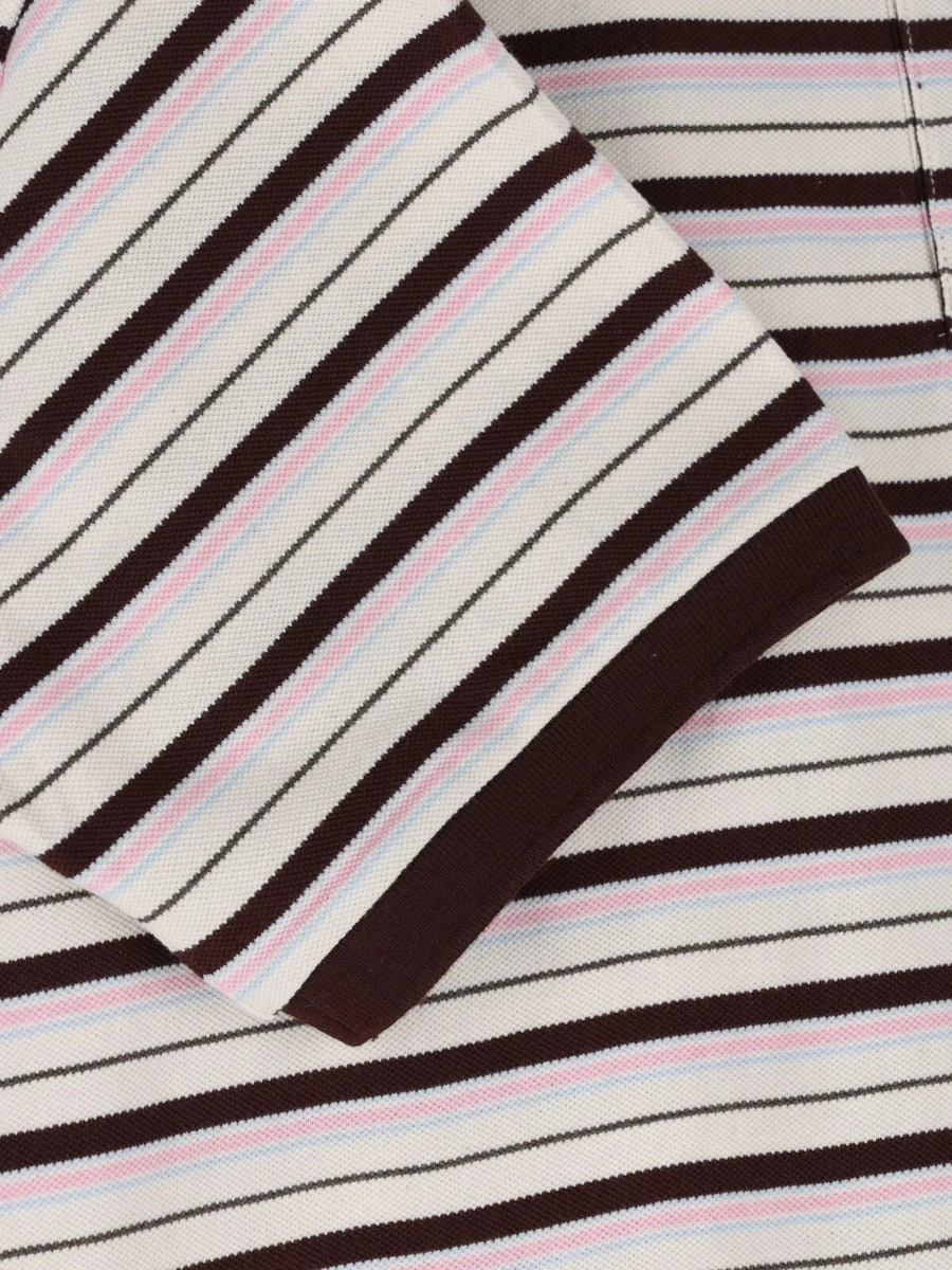 Tricou Polo Multicolor Polo Shirt with Embroidered Logo Lettering on the Front and All-Over Stripes in Cotton for Women - Img 5