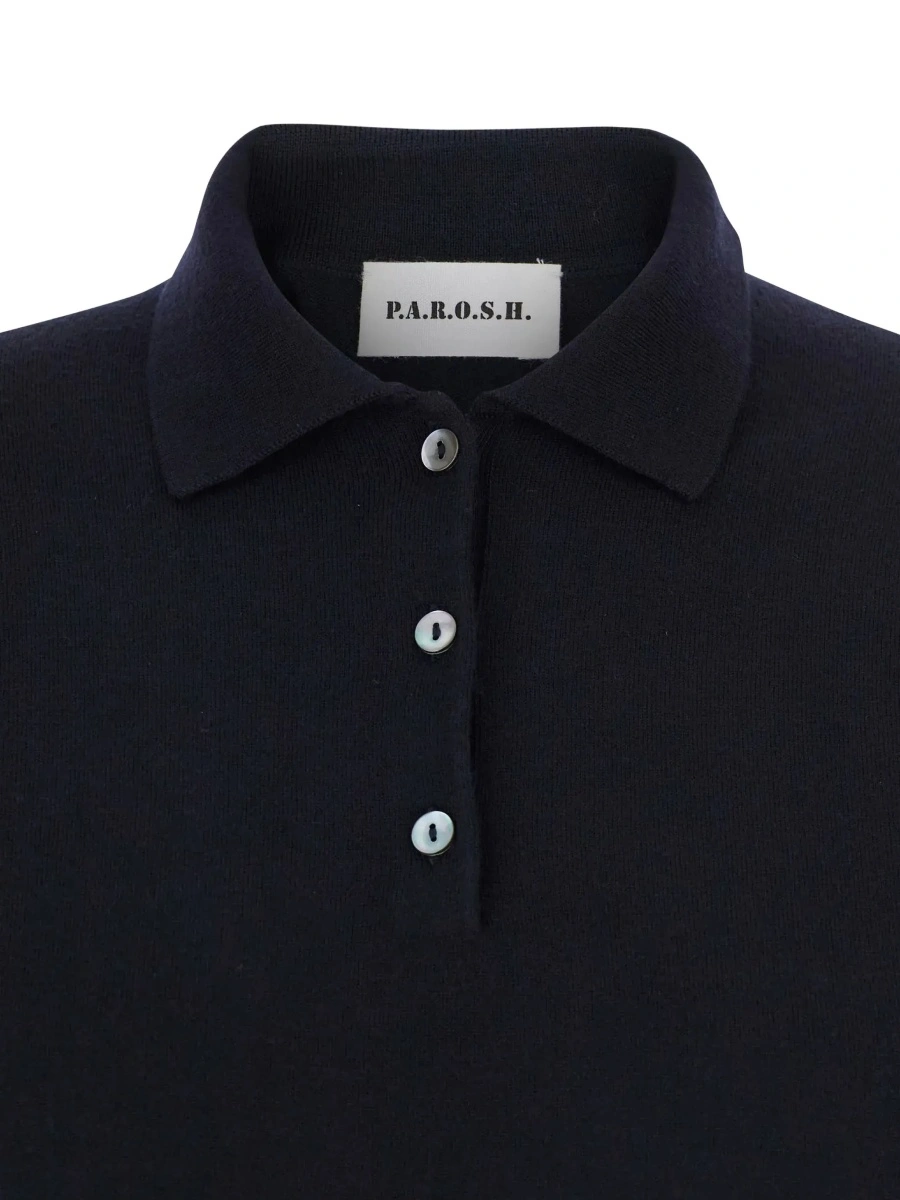 Tricou polo P.A.R.O.S.H. albastru din lana - Img 5