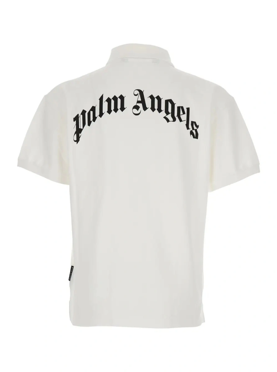 Tricou polo Palm Angels alb din bumbac - Img 2
