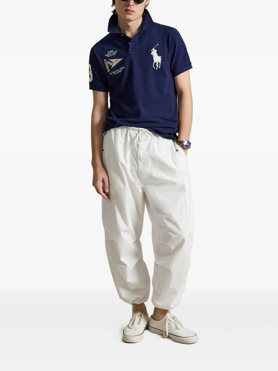 Tricou polo Ralph Lauren albastru din bumbac 'Custom Fit' - Img 4