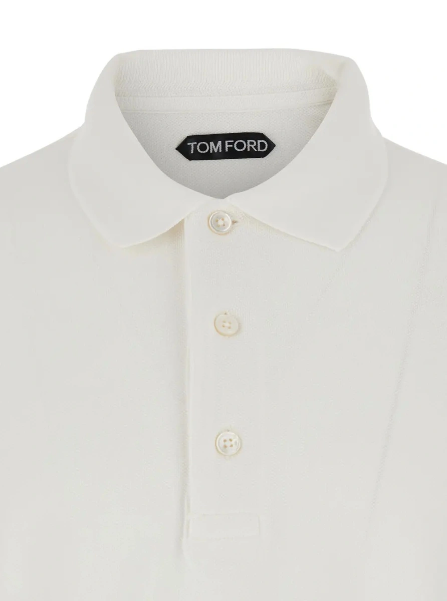 Tricou polo Tom Ford alb din bumbac - Img 3