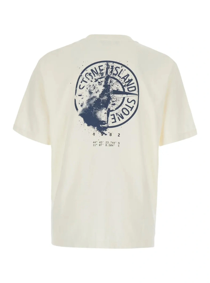 Tricou Stone Island bej din bumbac - Img 2