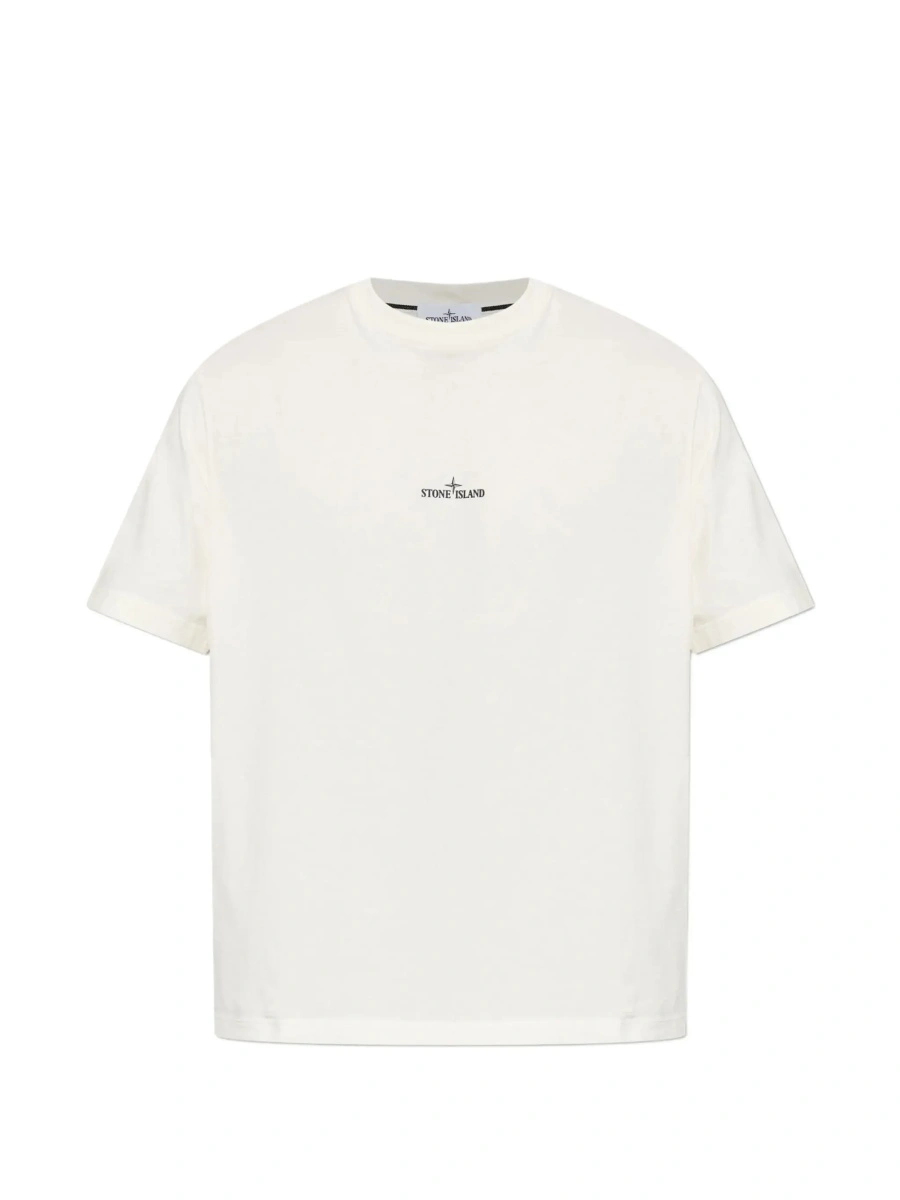 Tricou Stone Island bej din bumbac - Img 8