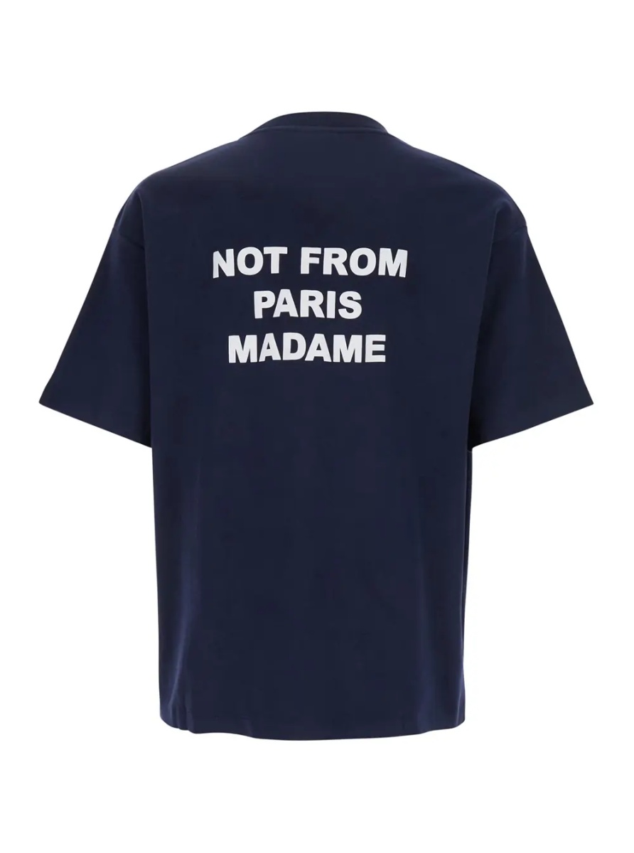 Tricou T-Shirt 'Le T-Shirt Slogan' Crew Neck with Slogan Print on Front and Back in Blue Cotton for Men - Img 2