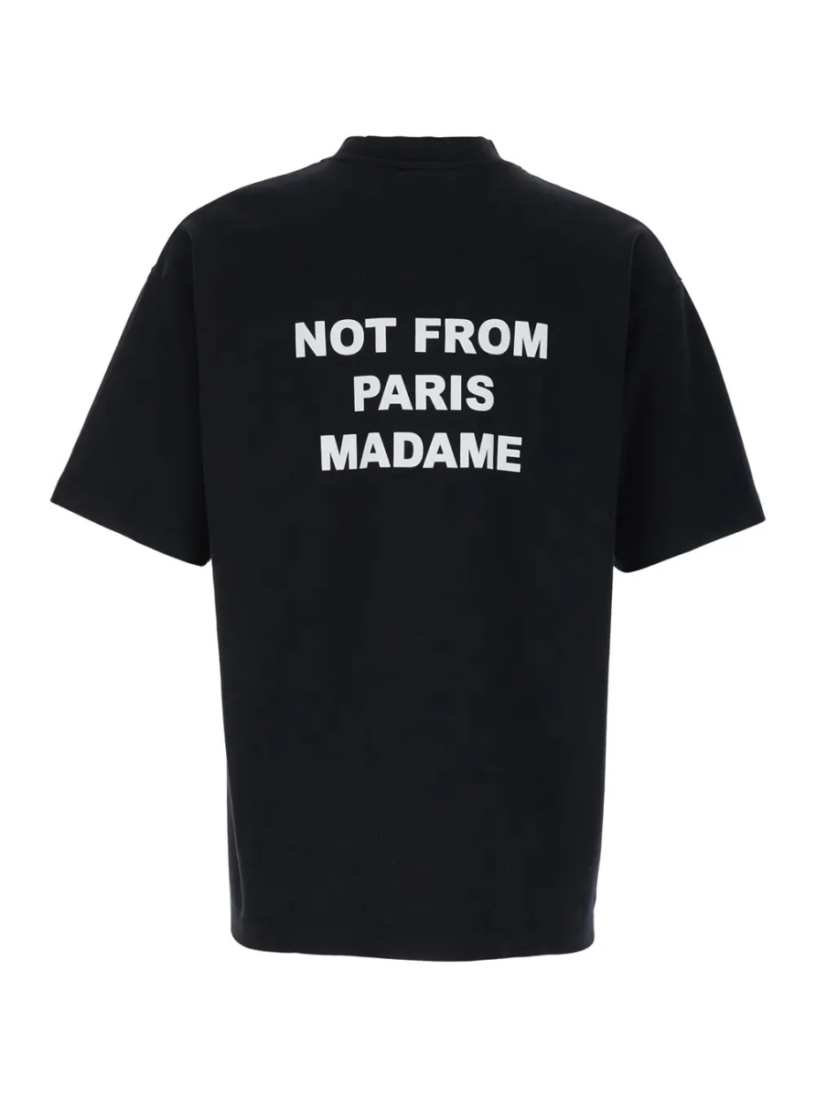 Tricou T-Shirt 'Not from Paris Madame' with Contrast Print in Black Cotton Men - Img 2