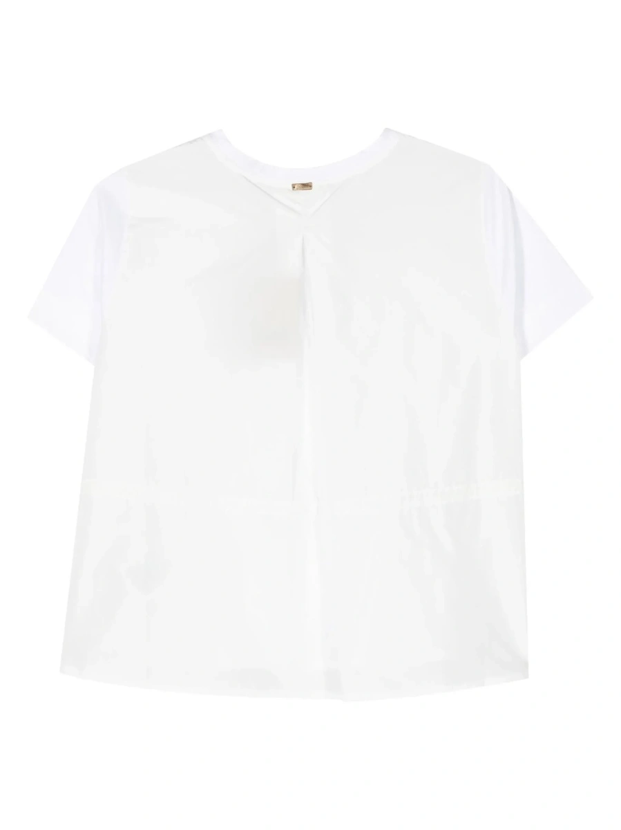 Tricou T-Shirt with Drawstring and Vent on the Back in White Cotton for Women - Img 4