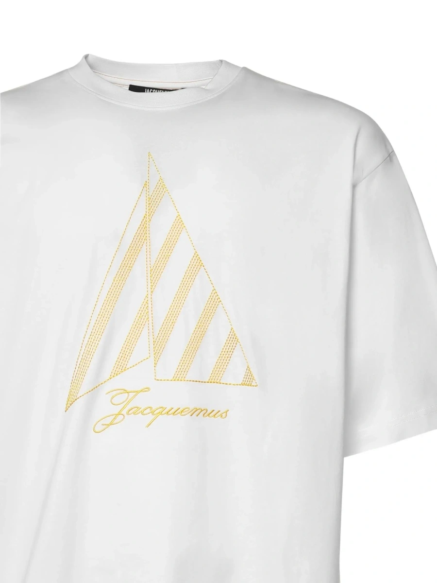 Tricou The 'Voilier' White T-Shirt with Sailboat Embroidery and Logo Lettering on the Front in Cotton for Men - Img 5