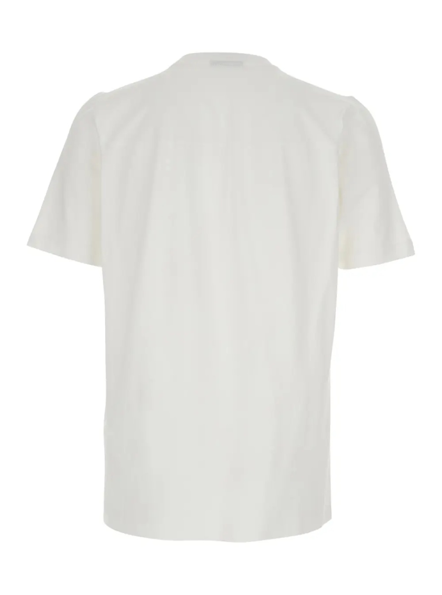 Tricou White Crew Neck T-shirt with logo lettering on the front in cotton for men - Img 2