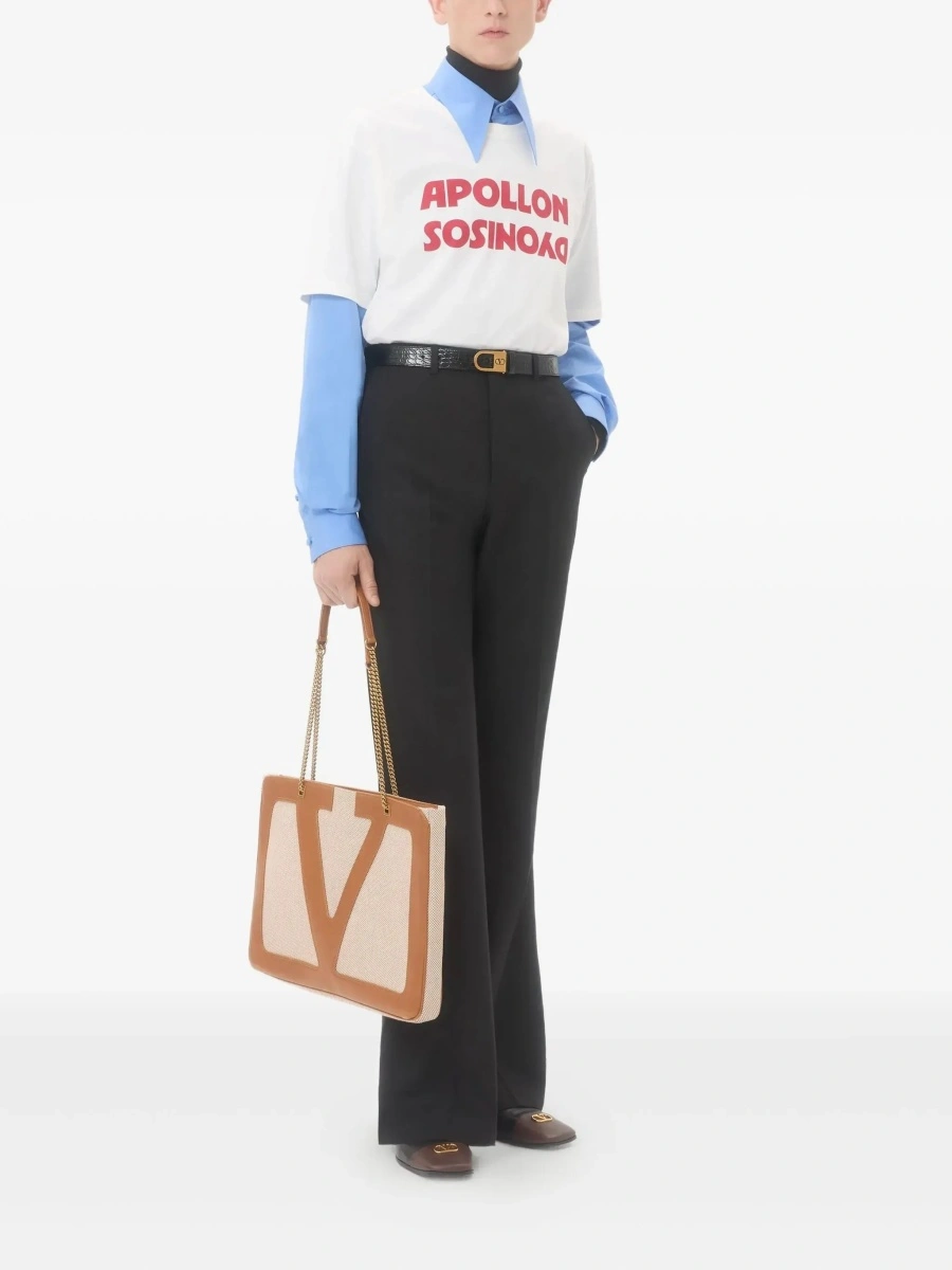Tricou White Crewneck T-Shirt with Print on the Front in Cotton Man - Img 4