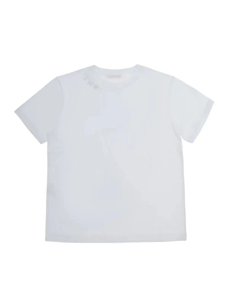 Tricou White Round neck T-shirt with logo on the front in Cotton Girl - Img 2