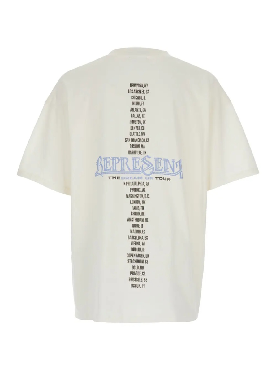 Tricou White T-Shirt with Graphic Print on Front and Back for Men - Img 2