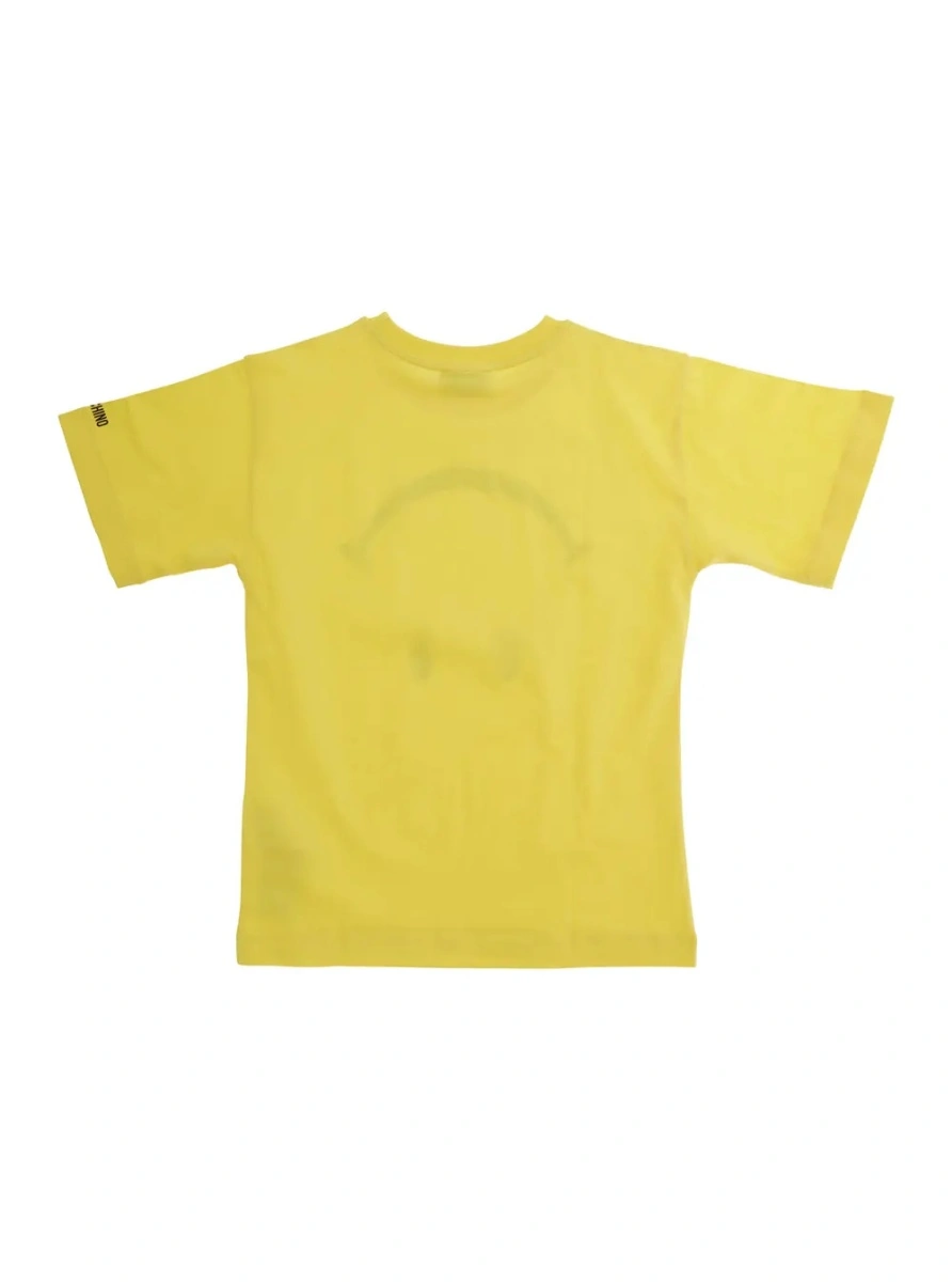 Tricou Yellow crew neck t-shirt with maxi print on the front in cotton boy - Img 2