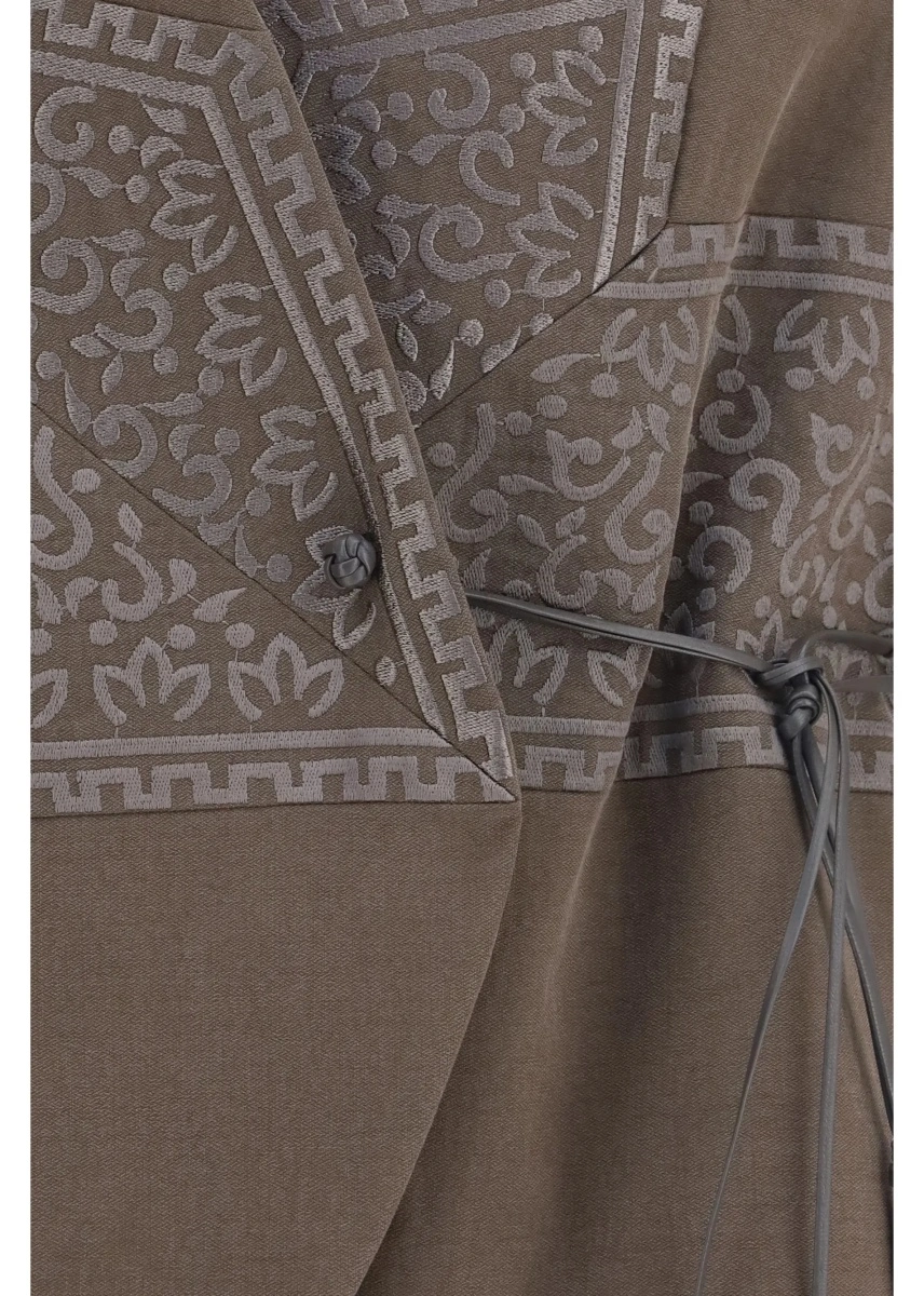 Vesta Vest in washed silk and virgin wool with jacquard pattern and ties - Img 3