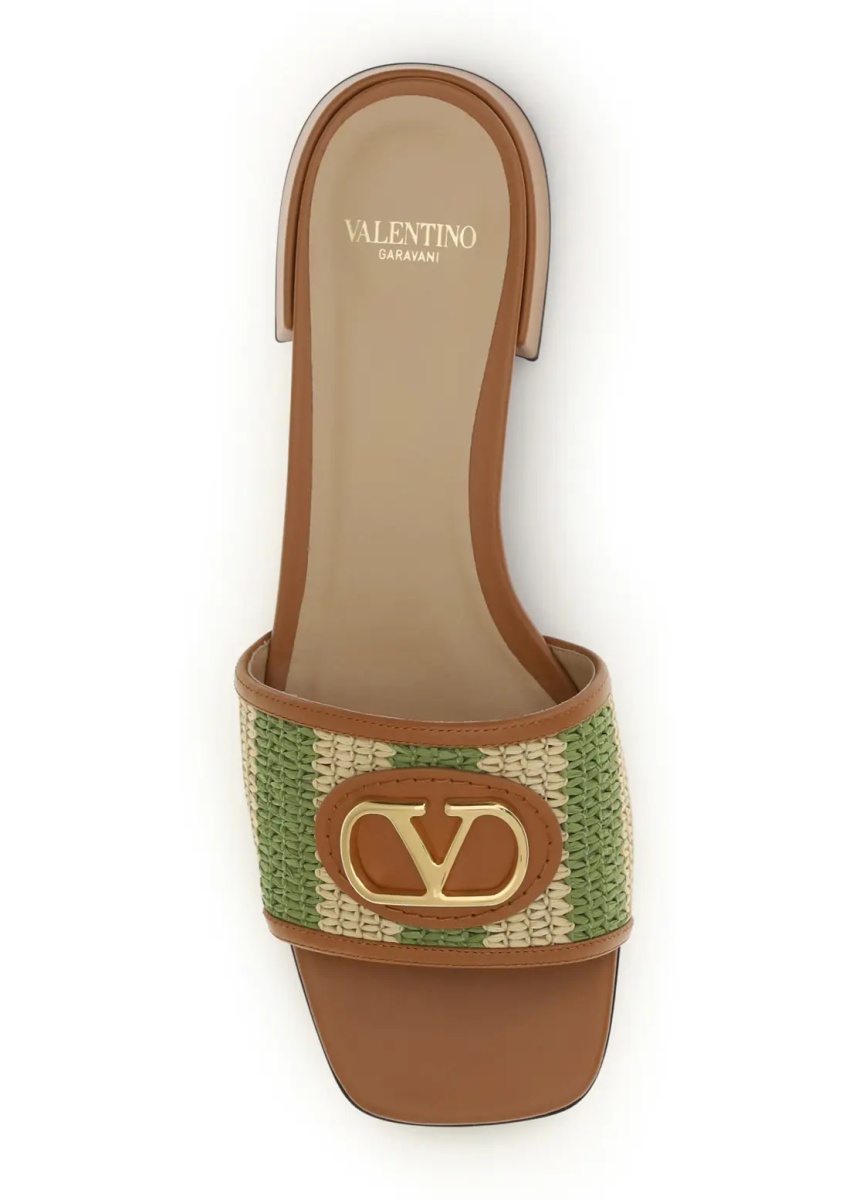 VLogo Signature raffia slide Sandals - Img 4