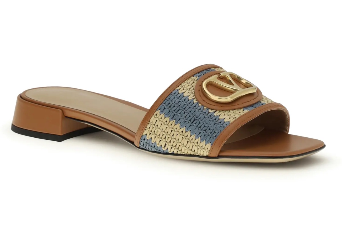 VLogo Signature raffia slide Sandals - Img 2
