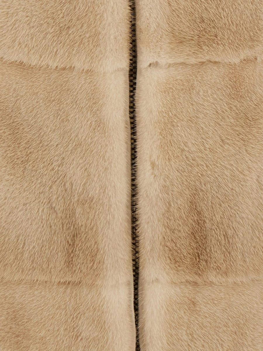 Blanuri Beige Fur Jacket with High Collar and Zip Closure in fur for Women - Img 5