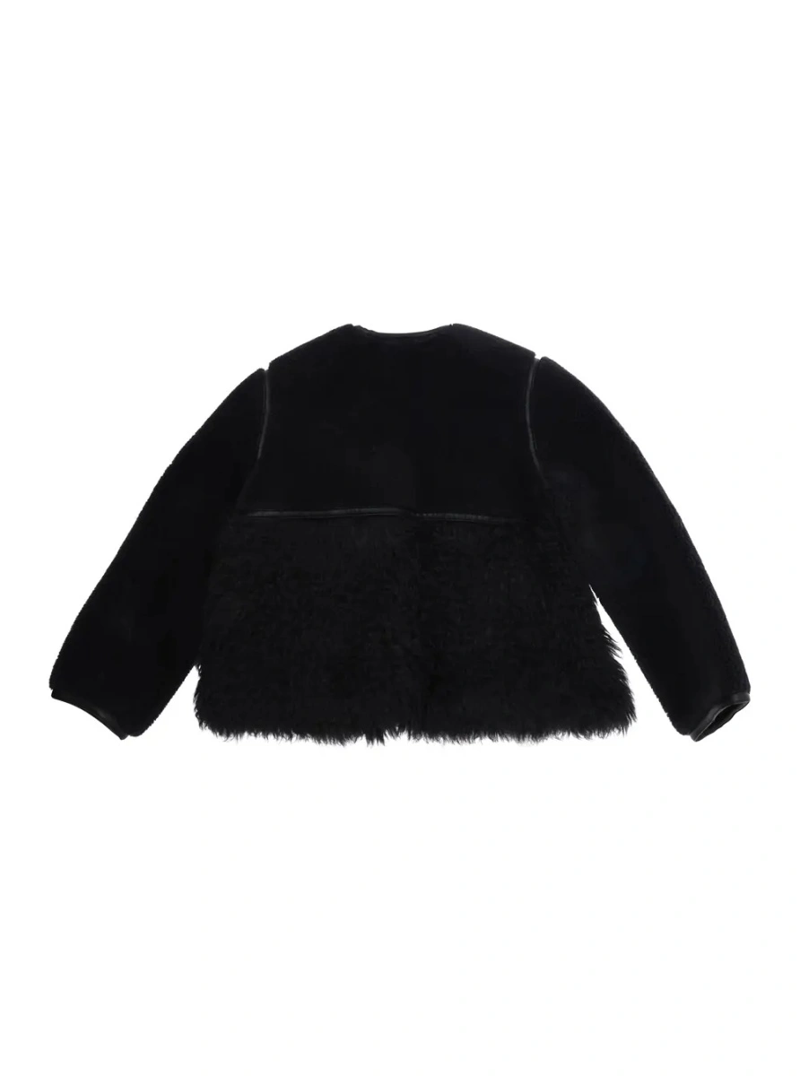 Blanuri Black fur jacket with round collar and zip fastening in faux fur Girl - Img 2