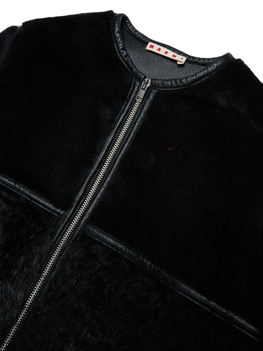 Blanuri Black fur jacket with round collar and zip fastening in faux fur Girl - Img 5