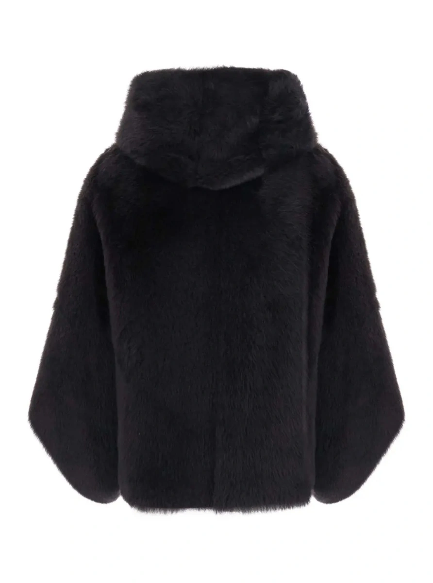 Blanuri brown Shearling jacket with hood and hidden front closure in shearling for women - Img 2