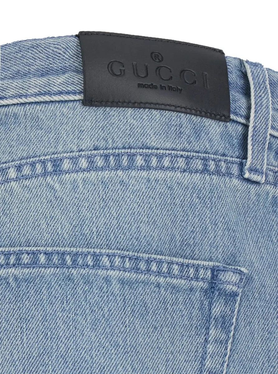 Blugi Blue Jeans with Bleach Effect and Morsetti on the pockets in denim men - Img 4