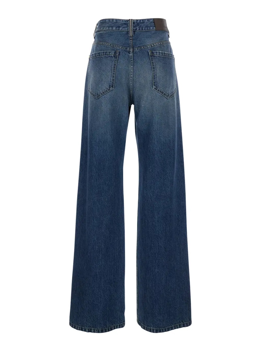 Blugi Blue Jeans with Logo Patch on the Rear and Monil Detail on the Loop in Denim Woman - Img 2