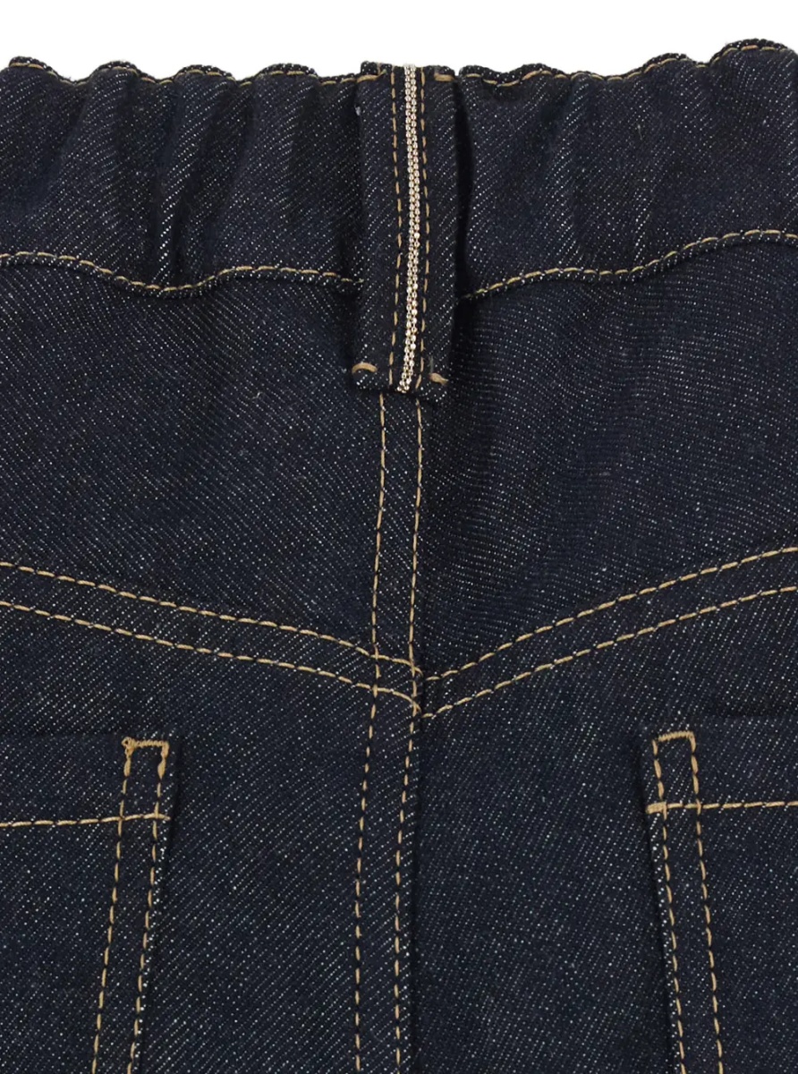 Blugi Blue Wide Leg Jeans with Monile on the Back in Denim for Women - Img 4