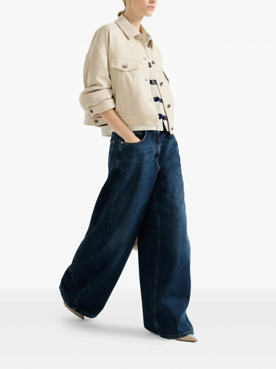 Blugi Brunello Cucinelli albastri din denim - Img 5