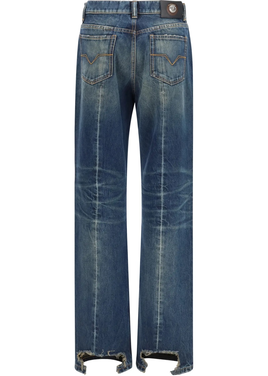 Blugi Distressed straight-leg cotton denim Jeans - Img 2