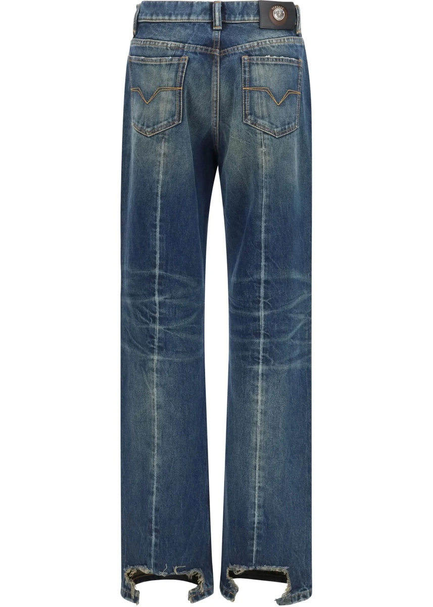 Blugi Distressed straight-leg cotton denim Jeans - Img 2