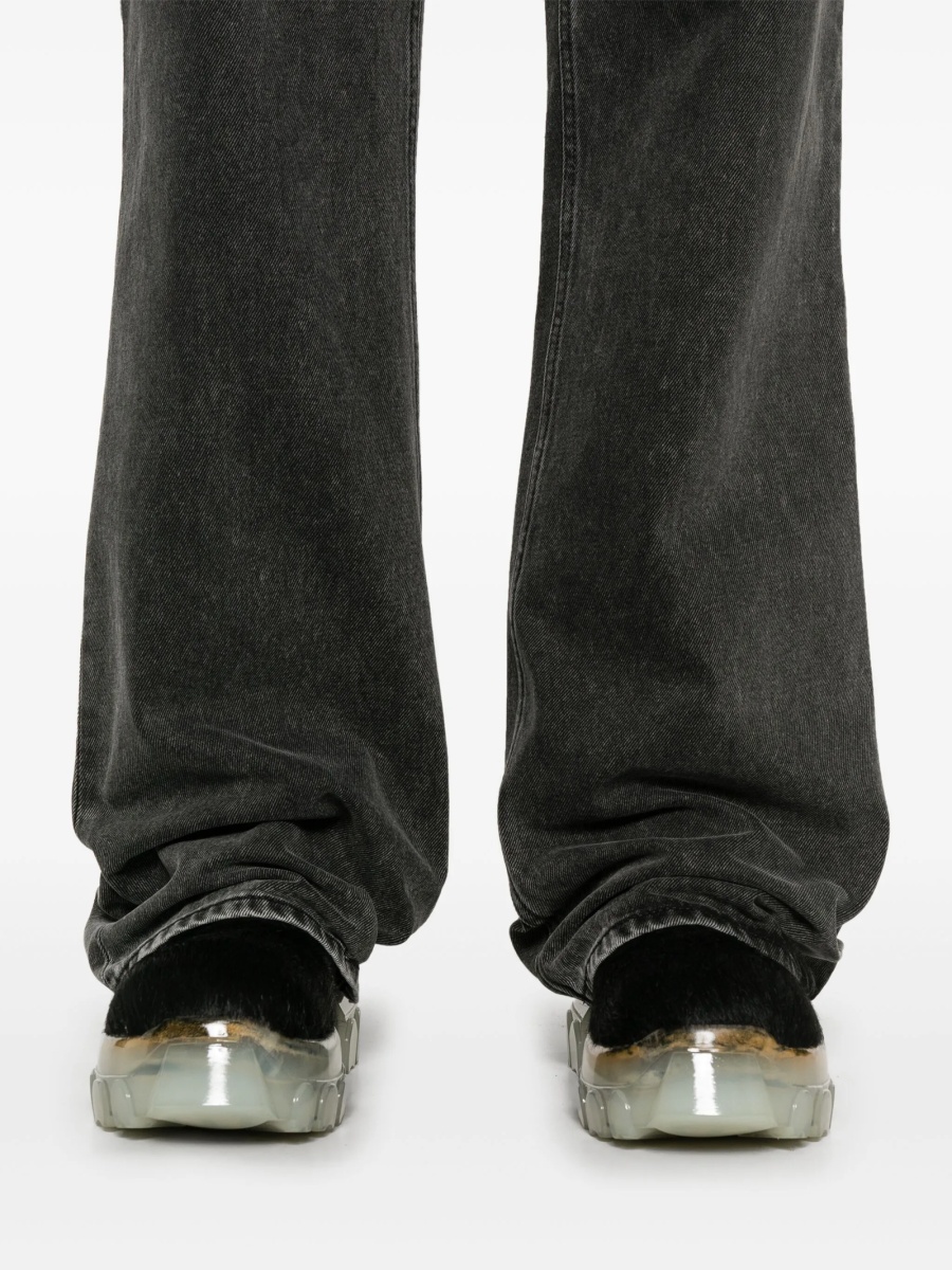 Blugi drepti Alexander McQueen negri din piele si bumbac organic - Img 5