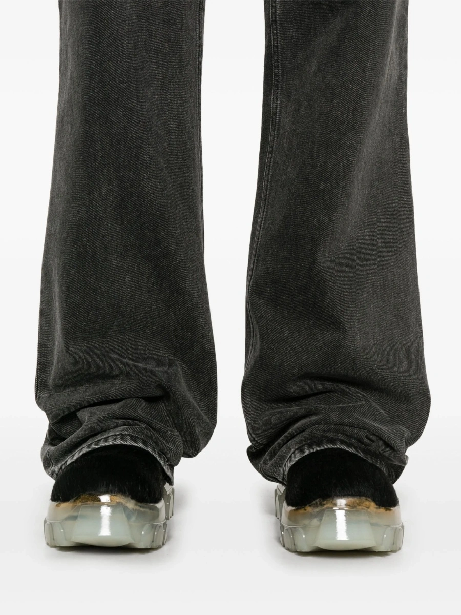 Blugi drepti Alexander McQueen negri din piele si bumbac organic - Img 5