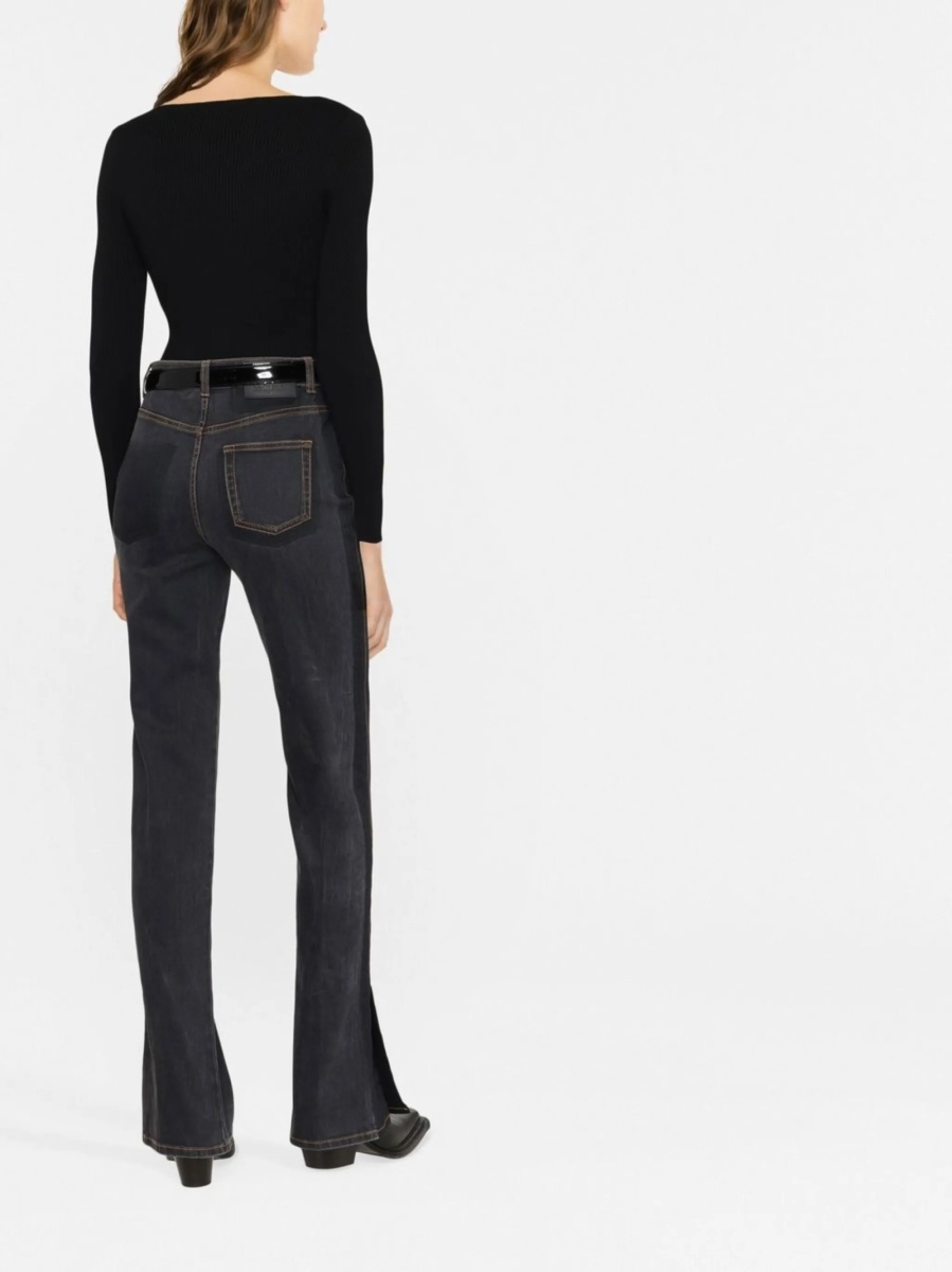 Blugi drepti Alexander McQueen negri din spandex/elastan si bumbac - Img 3