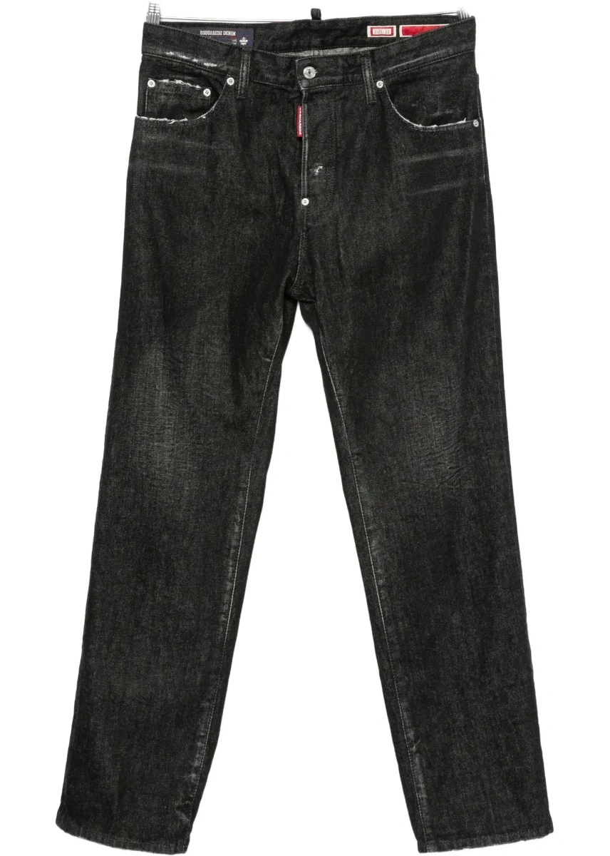 Blugi drepti DSQUARED2 negri din denim - Img 10
