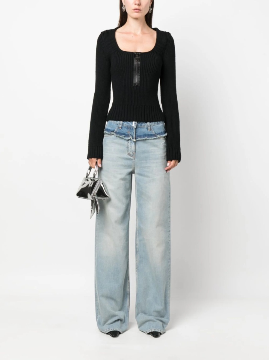 Blugi drepti Givenchy albastri din bumbac - Img 2