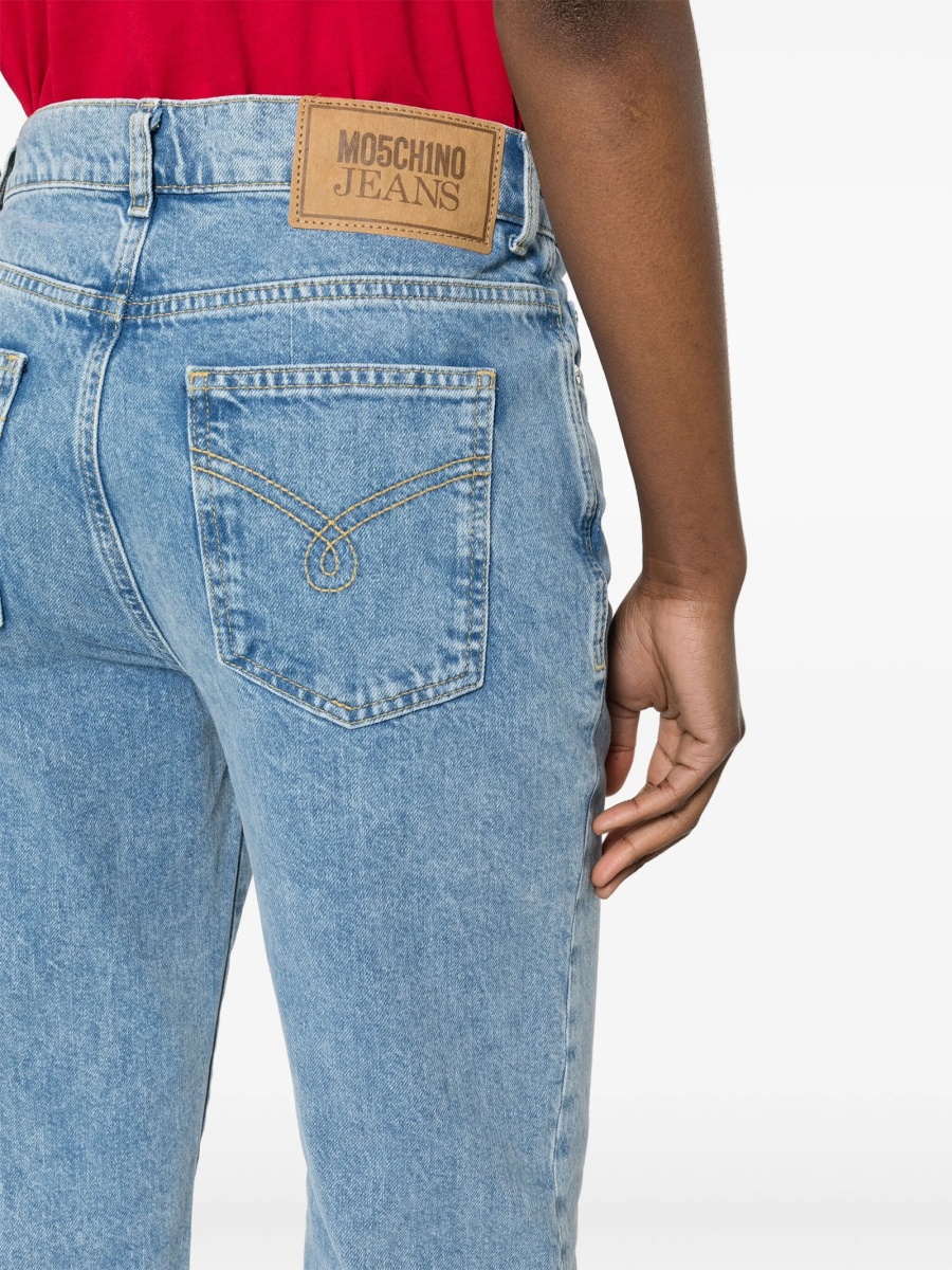 Blugi drepti MOSCHINO JEANS albastri din bumbac - Img 5