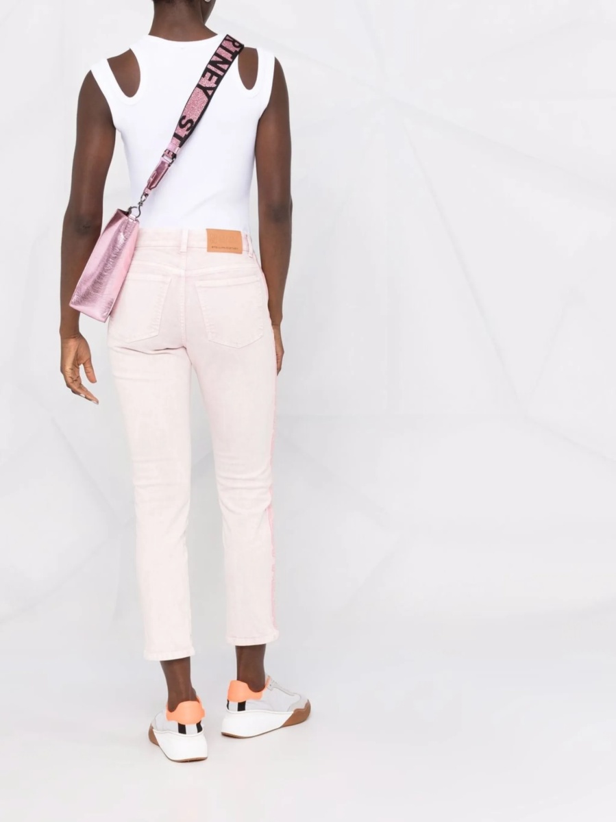 Blugi drepti Stella McCartney roz din bumbac si spandex/elastan - Img 4