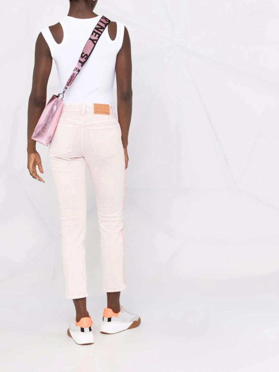 Blugi drepti Stella McCartney roz din bumbac si spandex/elastan - Img 4