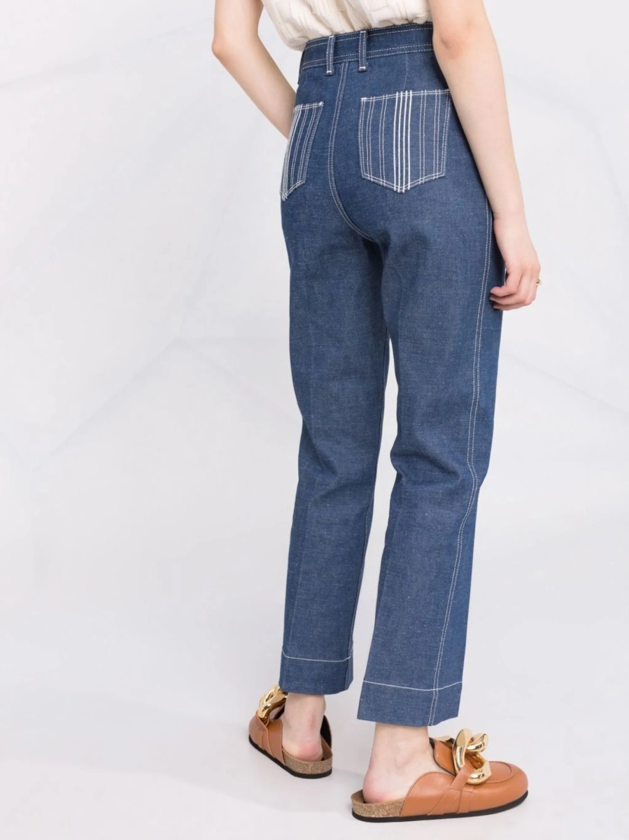 Blugi drepti Tory Burch albastri - Img 3
