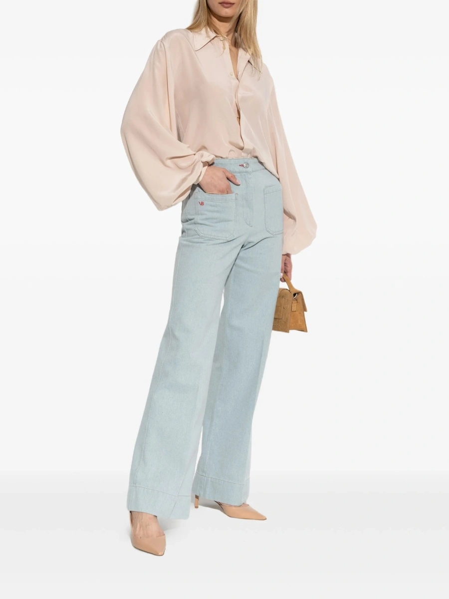 Blugi drepti Victoria Beckham albastri - Img 2