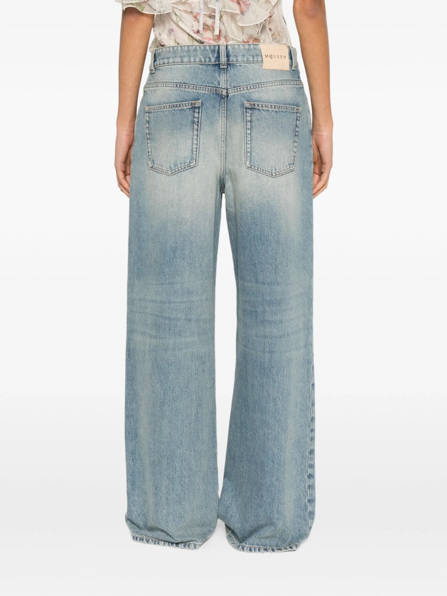 Blugi evazati Alexander McQueen albastri din bumbac - Img 4