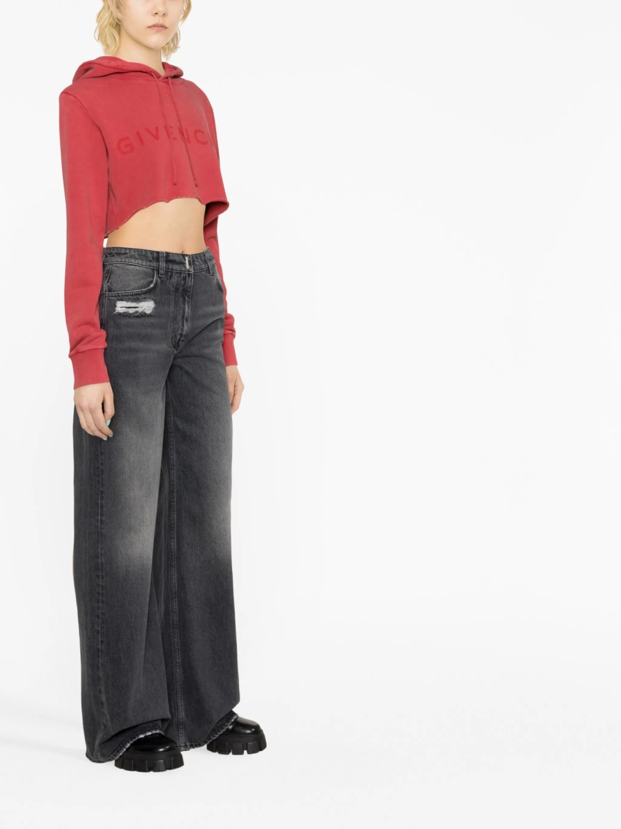 Blugi evazati Givenchy negri din bumbac - Img 4