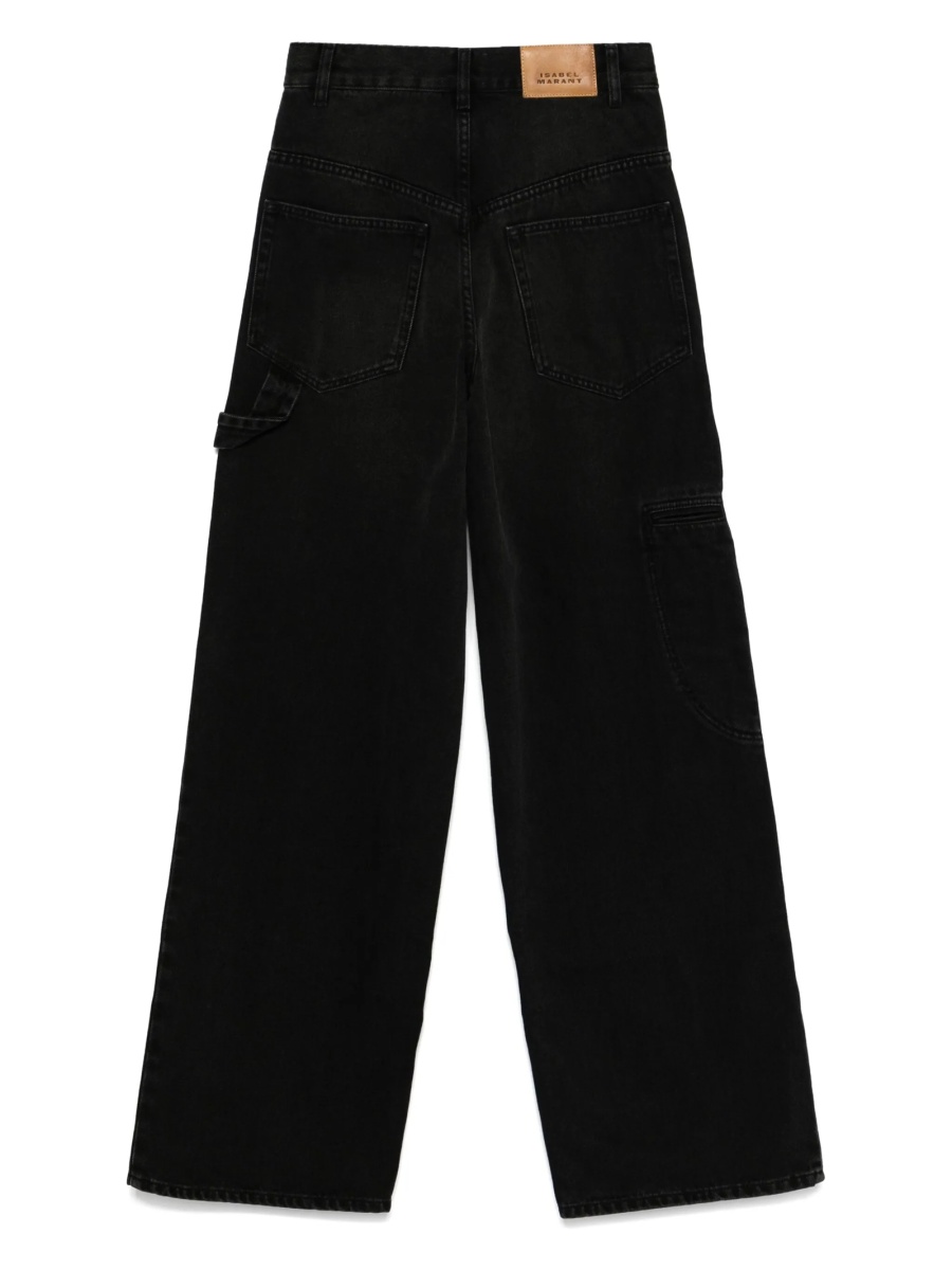 Blugi evazati ISABEL MARANT ETOILE negri din bumbac organic - Img 2