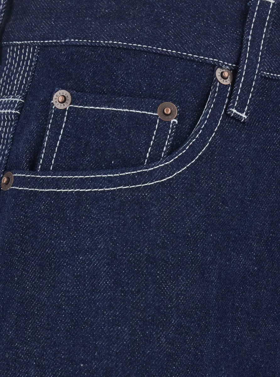 Blugi Flare jeans with logo patch applied on the back in blue denim for women - Img 3