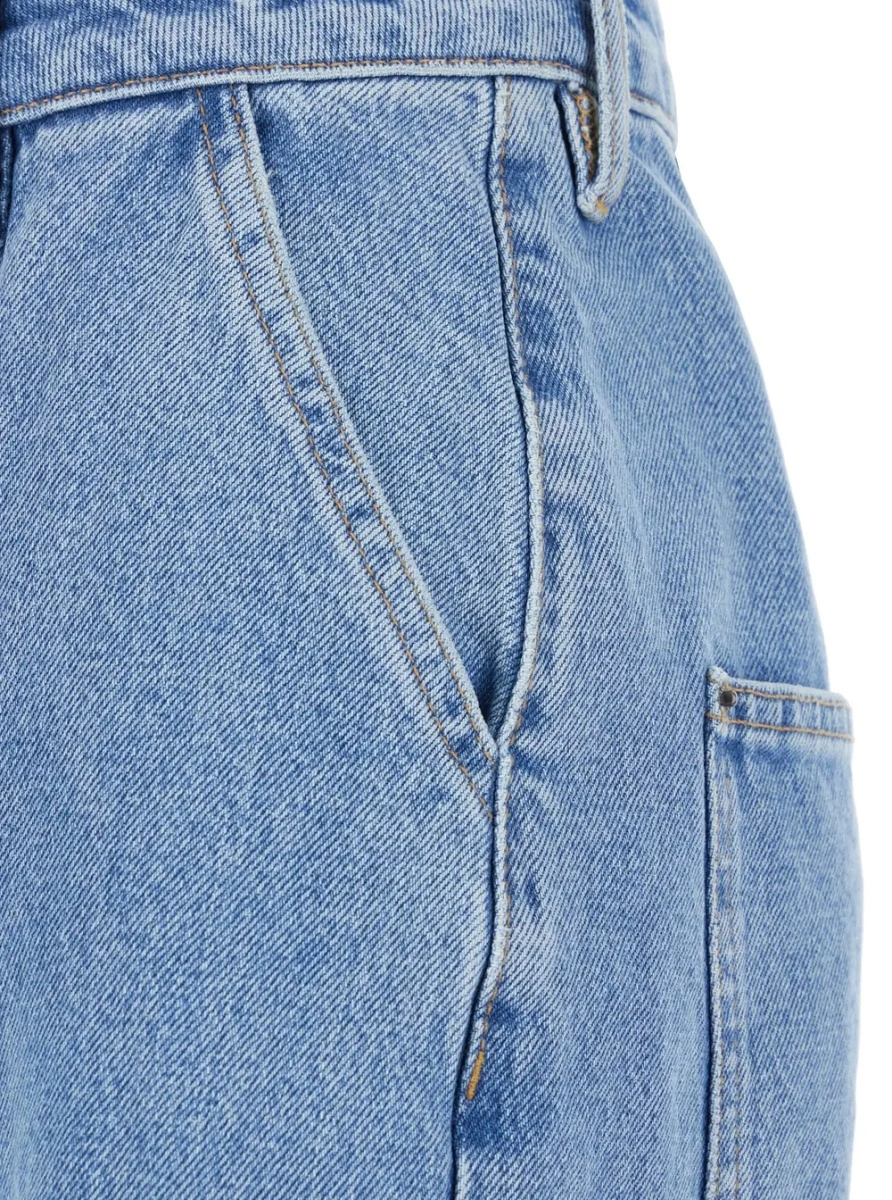 Blugi Light Blue Jeans with Central Stitching and Logo Patch on the Back in Denim Woman - Img 3