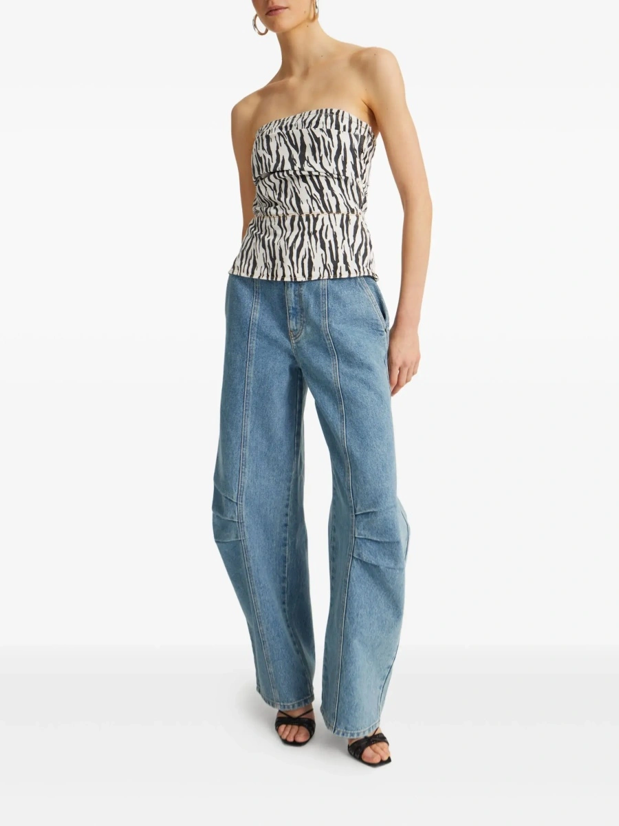 Blugi Light Blue Jeans with Central Stitching and Logo Patch on the Back in Denim Woman - Img 5
