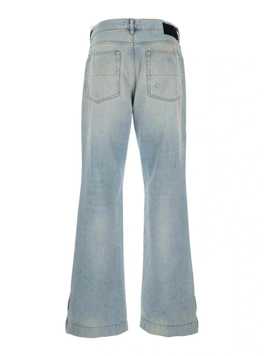 Blugi Men's Light Blue Denim Jeans with Ripped Details and Logo Patch on the Back - Img 2