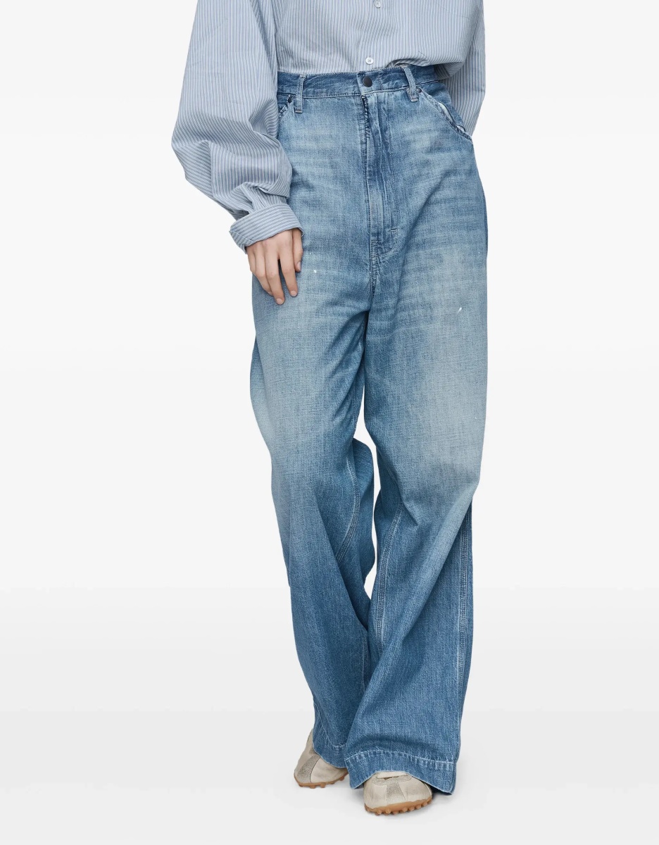 Blugi Patchwork-detail wide leg Jeans - Img 4
