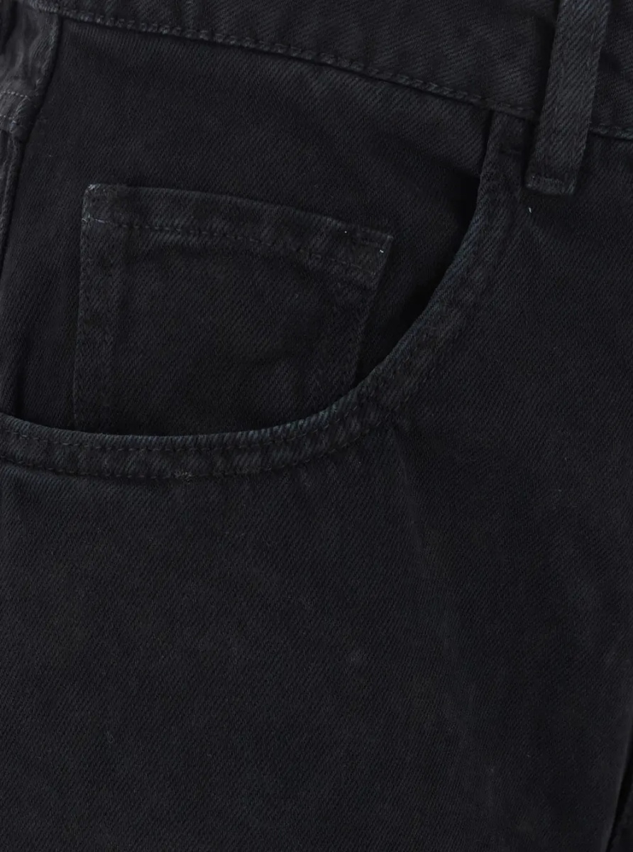 Blugi 'Poppy' Black Jeans with logo patch on the back and wide leg in denim for women - Img 3