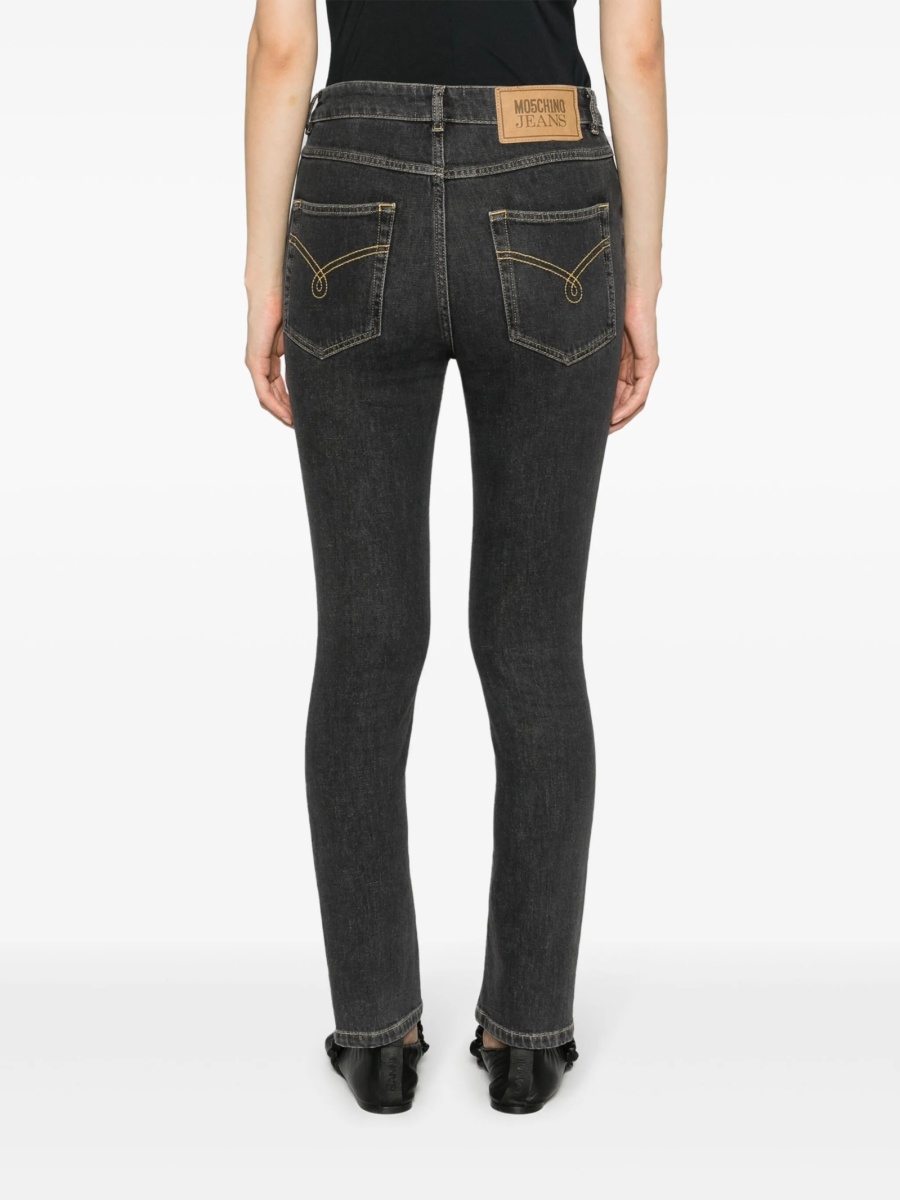 Blugi Skinny MOSCHINO JEANS negri din bumbac si spandex/elastan - Img 4