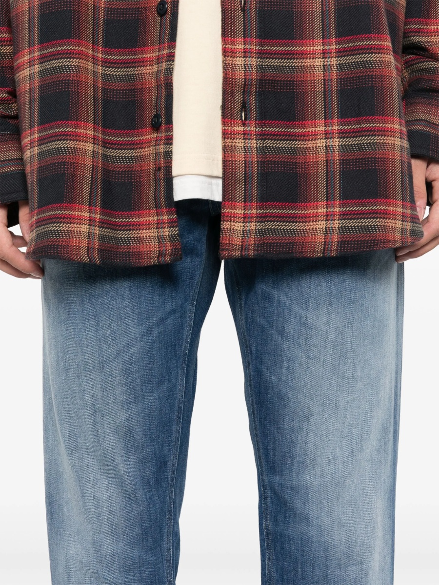 Blugi slim fit Dondup albastri din bumbac si multiester - Img 5